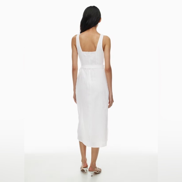 Aritzia Wilfred Saturn White Linen new Midi Formal Evening Vacation Dress Sz 00 - Picture 7 of 17